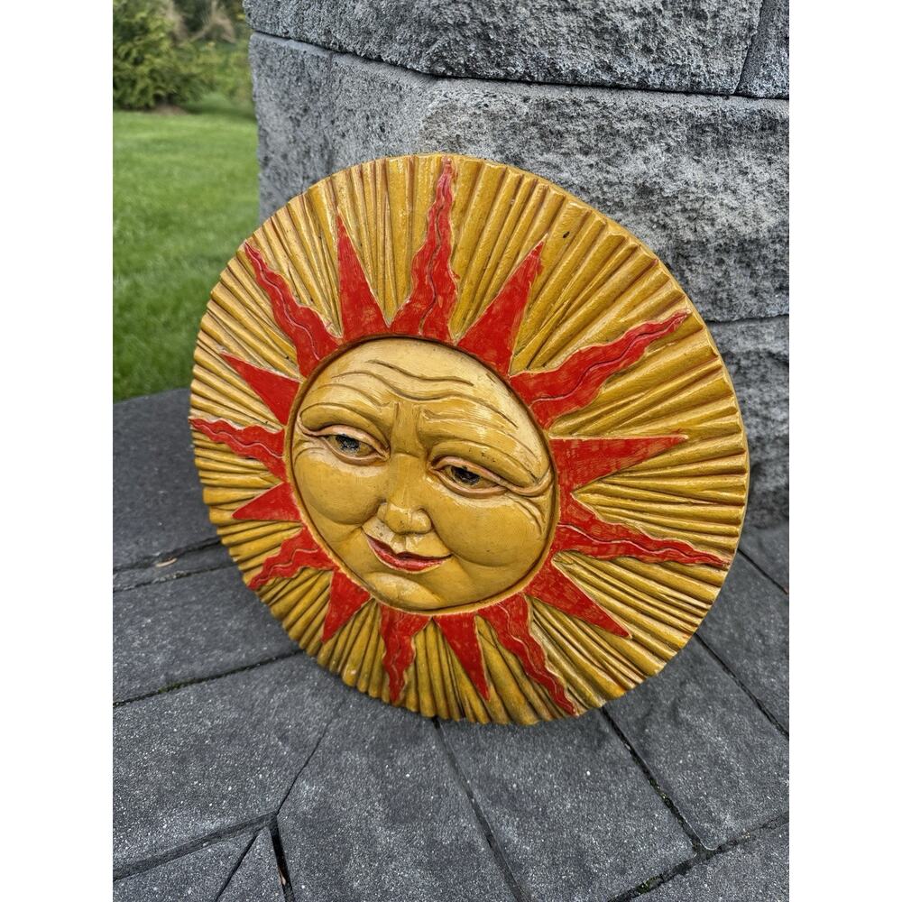 Vintage 1994 Goose Creek Sun Face Wall Plaque 14” Celestial Garden Decor 6.2 lbs